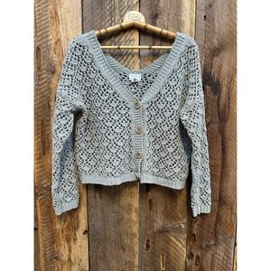 Artelier by Nicole Miller Crochet Cardigan Open-Knit Boho Coastal Cropped Size M